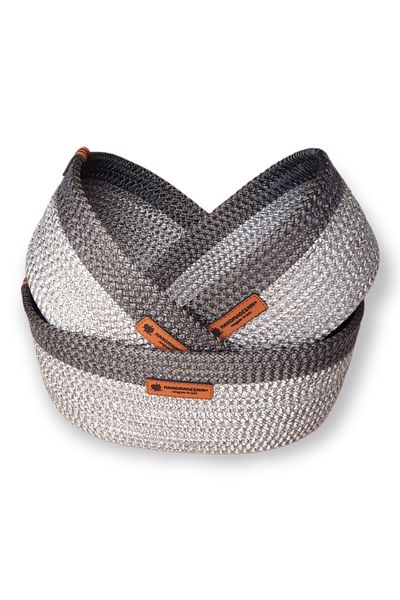 HandmadeSNM 3-Piece Oval Basket Set - Multi-Purpose Gray Organizer, 1St Quality