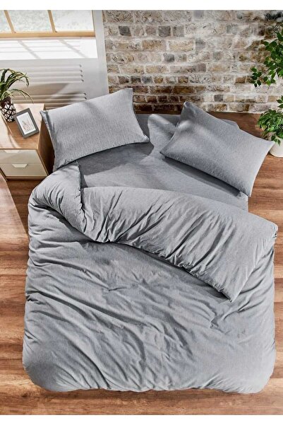 Gasel Home طقم غطاء لحاف مطاطي من القطن ذو لون سادة