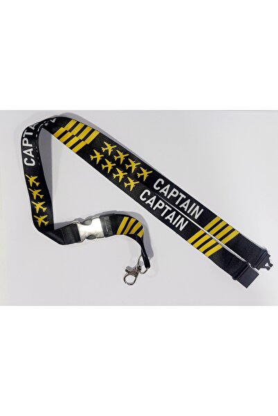 Havacı Uçuş Dünyası Captain 4 Glazed Airplane Printed Neck Rope Lanyard