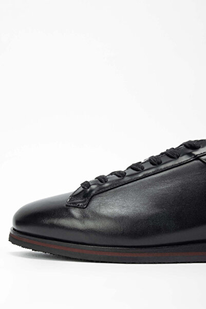 Tamer Tanca Erkek Hakiki Deri Siyah Deri Casual Ayakkabı