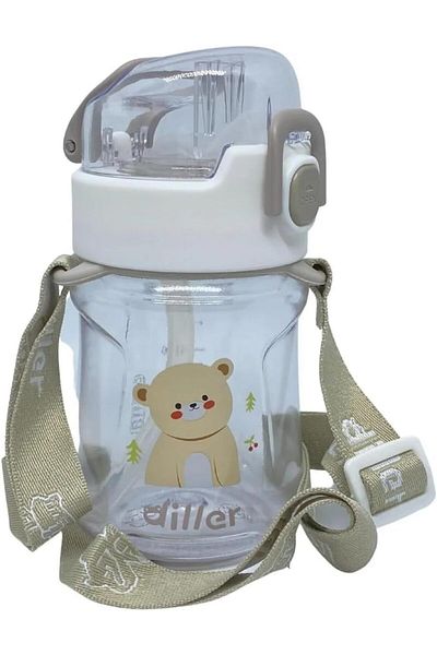 DILLER 400 ML Water Bottle with Straw/Hanger White DB007