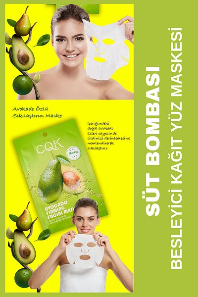 QNİAY Milk Bomb Paper Face Mask Avocado Omega 3 Firming Facial Care Mask Weekend Home Care