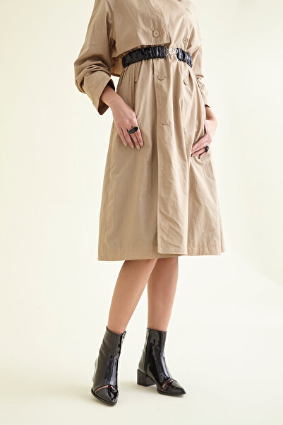 AYAKKABI PRENSİ Black Black Patent Leather Women's Boots & Booties, High Heels