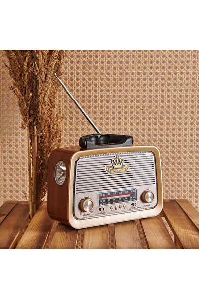 teknotrust 301 Şarjlı Nostaljik Görünümlü Fenerli Radyo Bluetoothlu Mp3 Çalar...