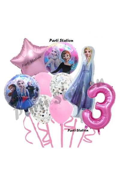 Parti Station Frozen Frozen Elsa 3 Years Old Pink Color Birthday Concept Balloon Set Frozen Elsa Birthday Set