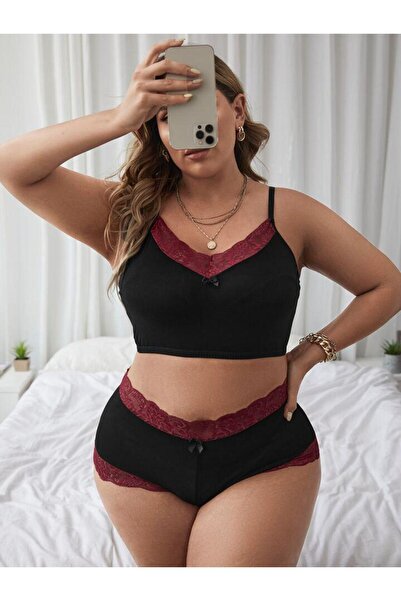 Fancy&Dancy Kadın Büyük Beden Dantel Detaylı İç Çamaşır Takımı