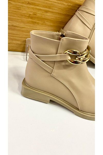 Sinem Çeyiz Senyoreta 760 Chain Buckle Heelless Short Boots