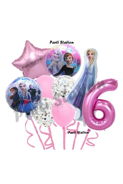 Parti Station Frozen Frozen Elsa 6 Years Old Pink Color Birthday Concept Balloon Set Frozen Elsa Birthday Set