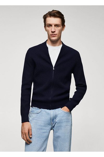MANGO Man Kordel-Cardigan aus Wollmischung