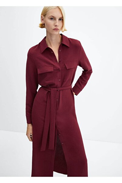 MANGO Woman Kuşaklı gömlek elbise