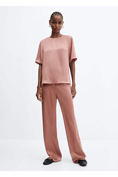 MANGO Woman Σατέν μπλούζα