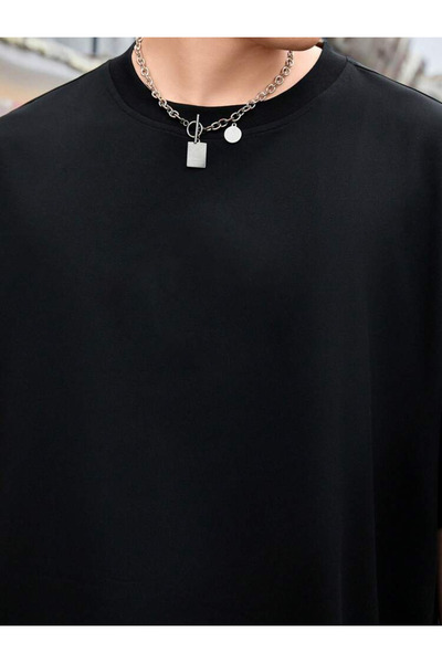 DEEPSENCE Unisex Παρακαλώ μην εκτυπώνετε το πίσω μέρος Oversize μαύρο μπλουζάκι