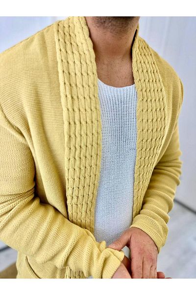 elkumoda Cardigan Braided Shawl Collar Pocket Non-Pilling Knitwear Cardigan