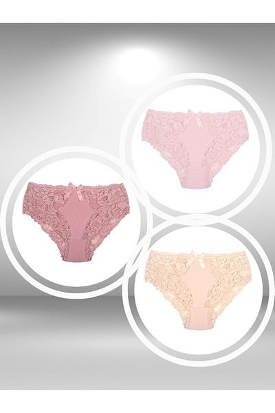 ŞahTan Lacy and Cotton Large Size 3 Pack Women's Panties