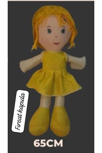 Fırsat Kapıda bez bebek sarı elbiseli hediyelik 65 cm