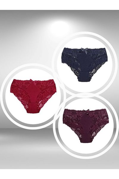 ŞahTan Lacy and Cotton Large Size 3 Pack Women's Panties