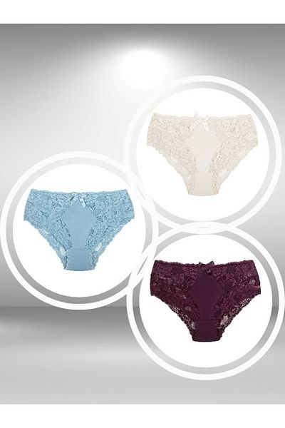 ŞahTan Lacy and Cotton Large Size 3 Pack Women's Panties
