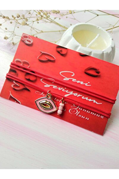 Aksesuar sevgililer günü hediyesi özel günlere çift bilekliği kartlı dudak 2li