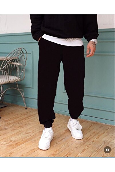 THE WHITE بدلة رياضية سوداء للرجال مقاس كبير 2 خيط