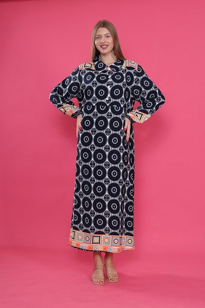 mervemoda Γυναικείο μακρύ plus size υφαντό φόρεμα βισκόζης