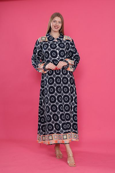 mervemoda Γυναικείο μακρύ plus size υφαντό φόρεμα βισκόζης