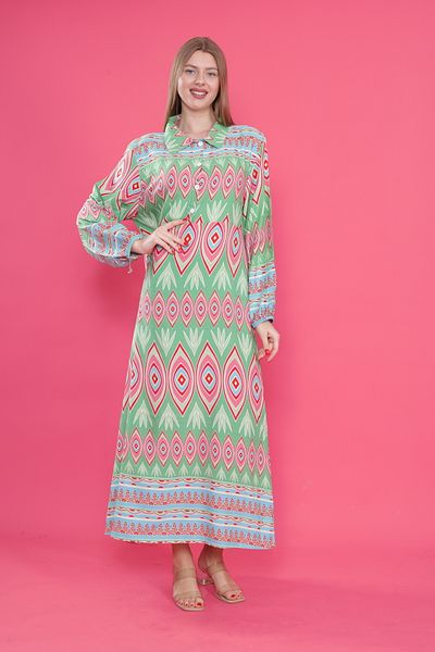 mervemoda Γυναικείο μακρύ plus size υφαντό φόρεμα βισκόζης