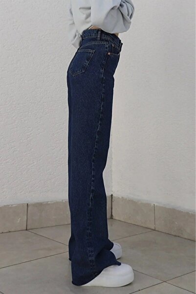 Tref Jeans Geenz Manifacture 90's Kar Yıkama Likralı Süper Yüksek Bel Salaş Jeans Palazzo Pantolon
