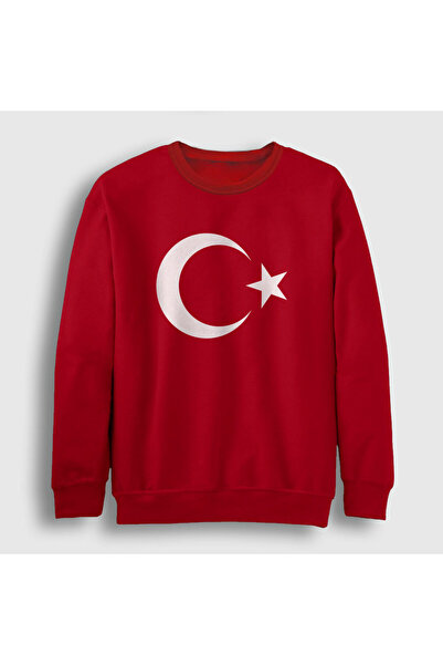 Unisex Kırmızı Ay Yıldızlı Sweatshirt 74942tt