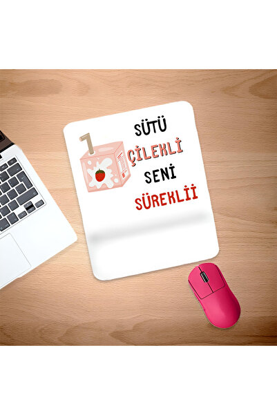 UcuruStore Ορθογώνιο mouse pad με σχέδιο γάλακτος και φράουλας, με στήριγμα κ...