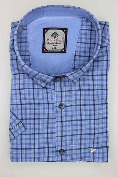 Pietra Paul Wide Fit Checkered Short Sleeve Pocket Cotton Men's Shirt