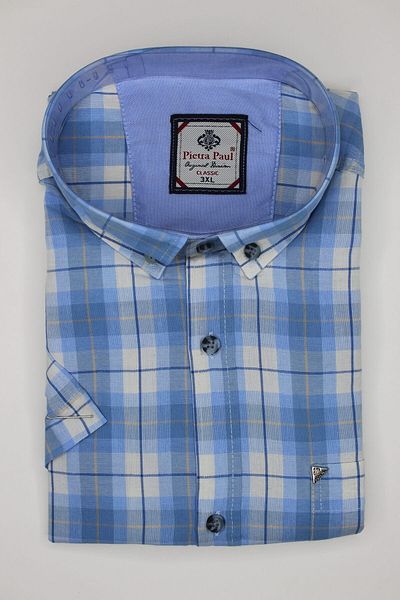 Pietra Paul Wide Fit Checkered Short Sleeve Pocket Cotton Men's Shirt
