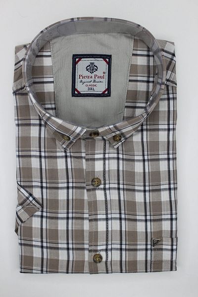 Pietra Paul Wide Fit Checkered Short Sleeve Pocket Cotton Men's Shirt