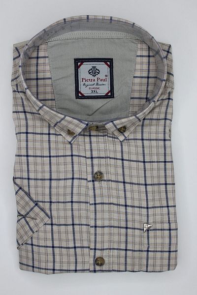 Pietra Paul Wide Fit Checkered Short Sleeve Pocket Cotton Men's Shirt