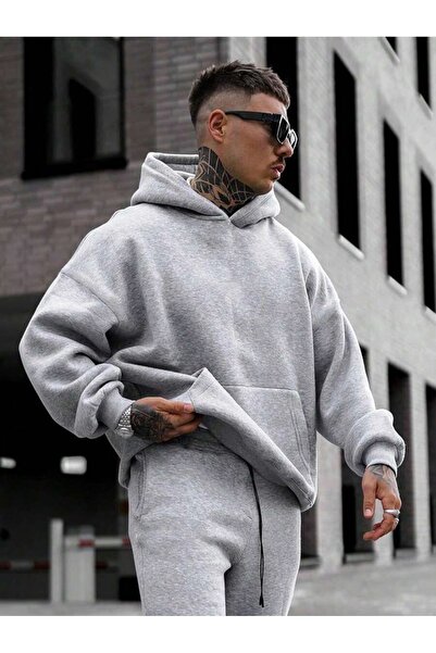 Mad&Calf Чоловічий прямий базовий оверсайз-светр з капюшоном