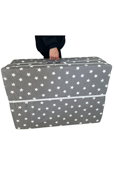 Vip Home Concept Market Ürünleri Katlanır Yer Yatağı Ve Tek Kişilik Sünger Katlanır Minder Yatak 90X190X10 Cm-BÜYÜK GRİ YILDIZ