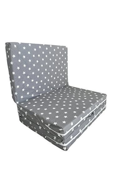 Vip Home Concept Katlanır Yer Yatağı Ve Tek Kişilik Sünger Katlanır Minder Yatak 90X190X10 Cm-BÜYÜK GRİ YILDIZ