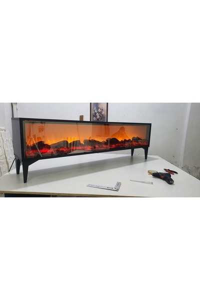 Butik Tv Sehpası Full Şömineli 170cm Uzaktan Kumandalı Antrasit Renk