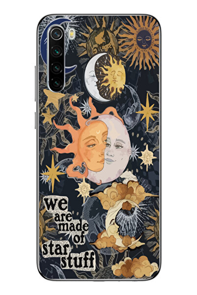 Magic Ring Redmi Note 8 Uyumlu Güneş ve Ay Desenli Şeffaf Telefon Kılıfı