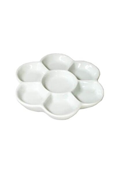 gebzeli Porselen Çiçek Palet 13,5 Cm 7 Gödeli Beyaz