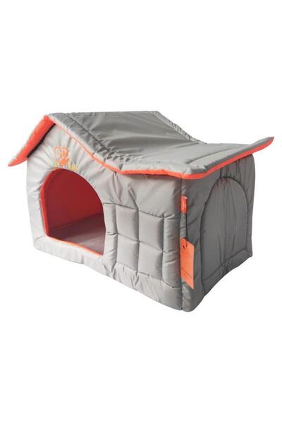 LAVİSTA La Vista Dış Mekan Su Geçirmez Kedi ve Köpek Çatılı Ev Gri 56-36-45cm