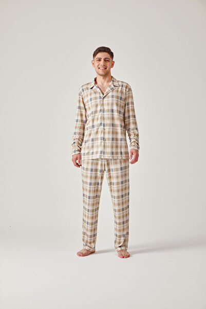 Pamuk & Pamuk Men's Green Plaid Pajama Set - Modal Cotton, Buttoned Front