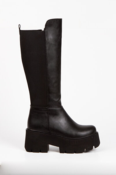 Mitto Γυναικείες μπότες με χοντρή σόλα από ύφασμα κατάδυσης με φερμουάρ