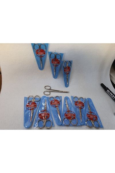 GLOBA Sewing Embroidery Scissors Curved Tip Silver Series