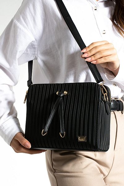 Lifonbag Geantă de umăr cu fermoar metalic cu curea încrucișată reglabilă cu 4 compartimente 11451145461