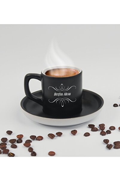 Bk Gift Kişiye Özel İsimli Siyah Renk Türk Kahvesi Fincanı-7, Sevgiliye Hediy...