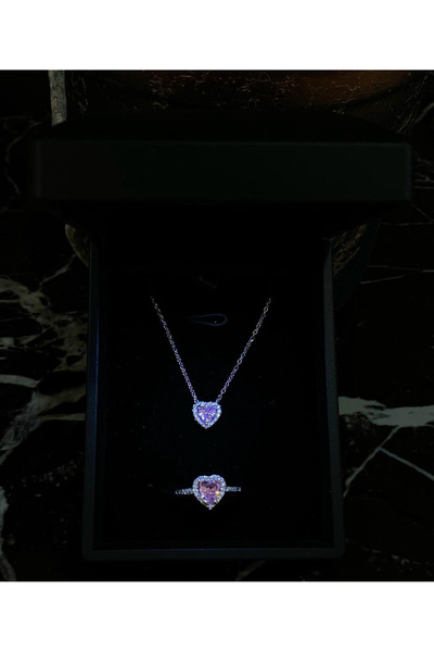 Çelik Set Gümüş Kolye Ve Yüzük