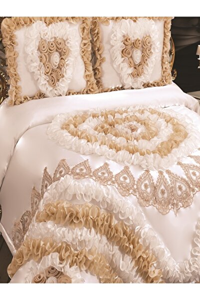 NASHOME TEKSTİL Yatak Örtüsü Takımı Çeyizlik 3 Parça ESMA