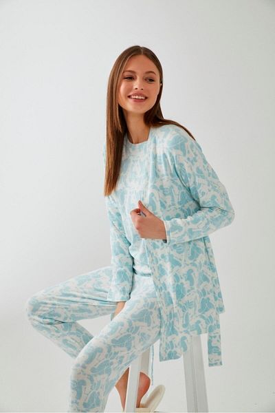 Pamuk & Pamuk Rochie moale cu model de culoare albastră
