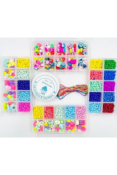 yiğit aksesuar 46 Pieces Fimo Beads Sand Beads Acrylic Beads Jewelry Making Hobby Set
