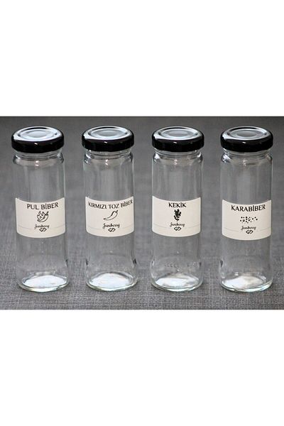 Juniberry Set of 4 Bottles Glass Pasabahce Spice Rack Pepper Powder Pepper Black Pepper Thyme 4X105Cc
